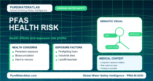 PFAS health risk infographic showing exposure pathways