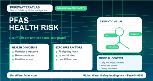 PFAS health risk infographic showing exposure pathways