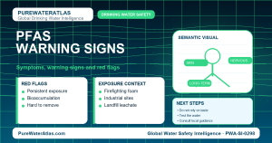 PFAS warning signs infographic showing symptoms