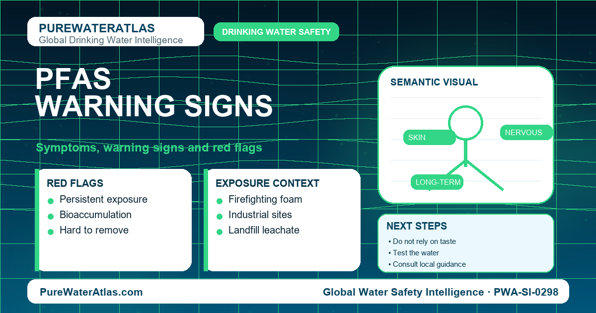 PFAS warning signs infographic showing symptoms