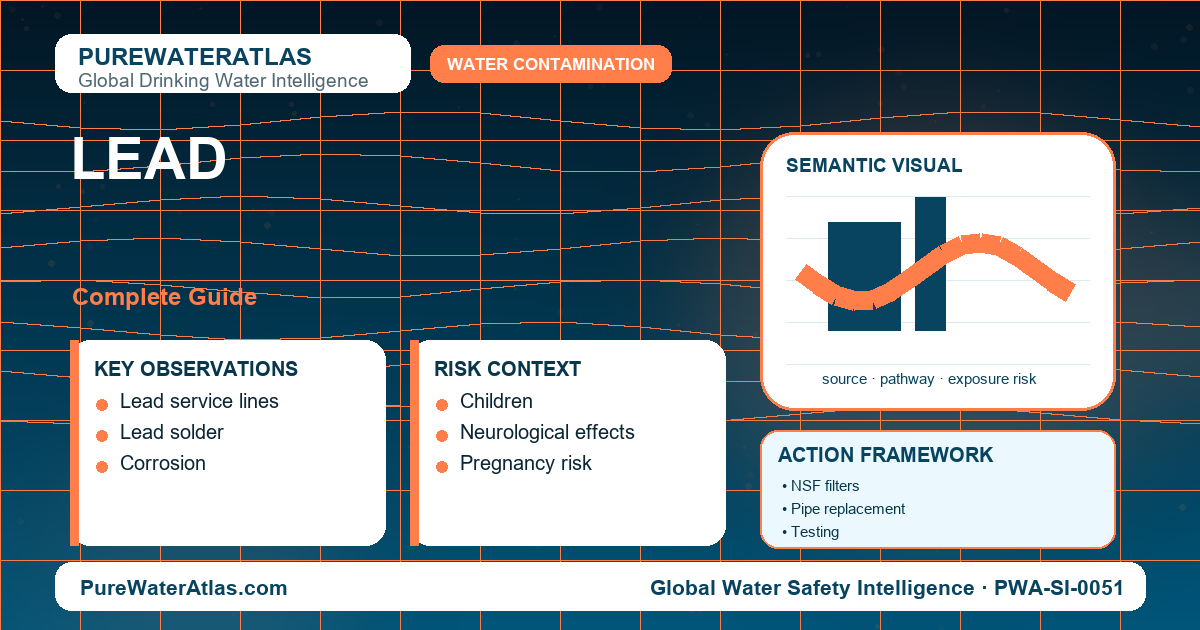 Lead drinking water guide infographic showing key risks