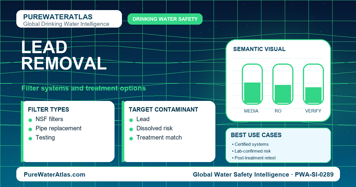 Lead removal infographic showing filtration options