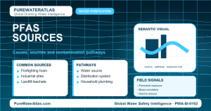 PFAS sources infographic showing contamination pathways