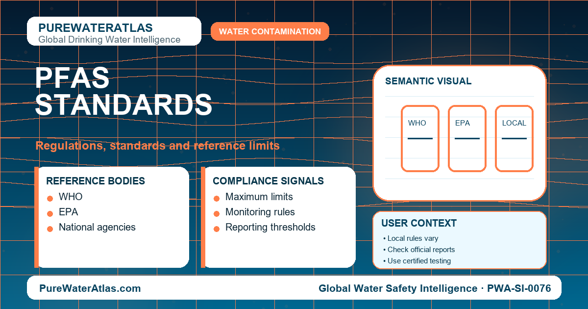 PFAS standards infographic showing reference limits