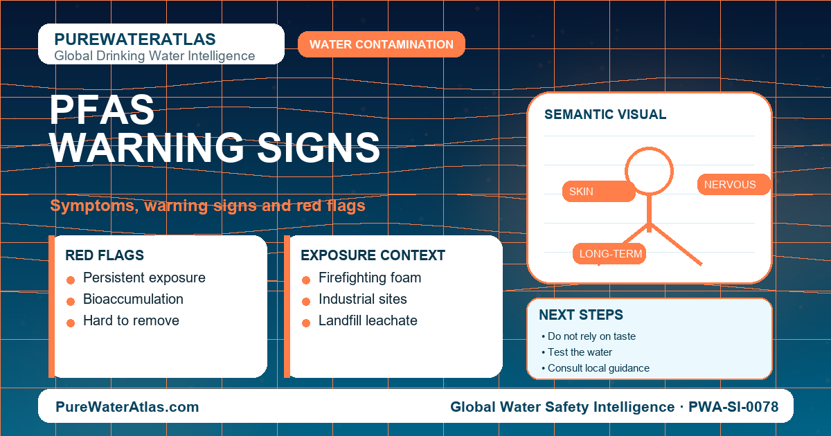 PFAS warning signs infographic showing symptoms