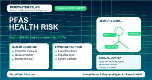 PFAS health risk infographic showing exposure pathways