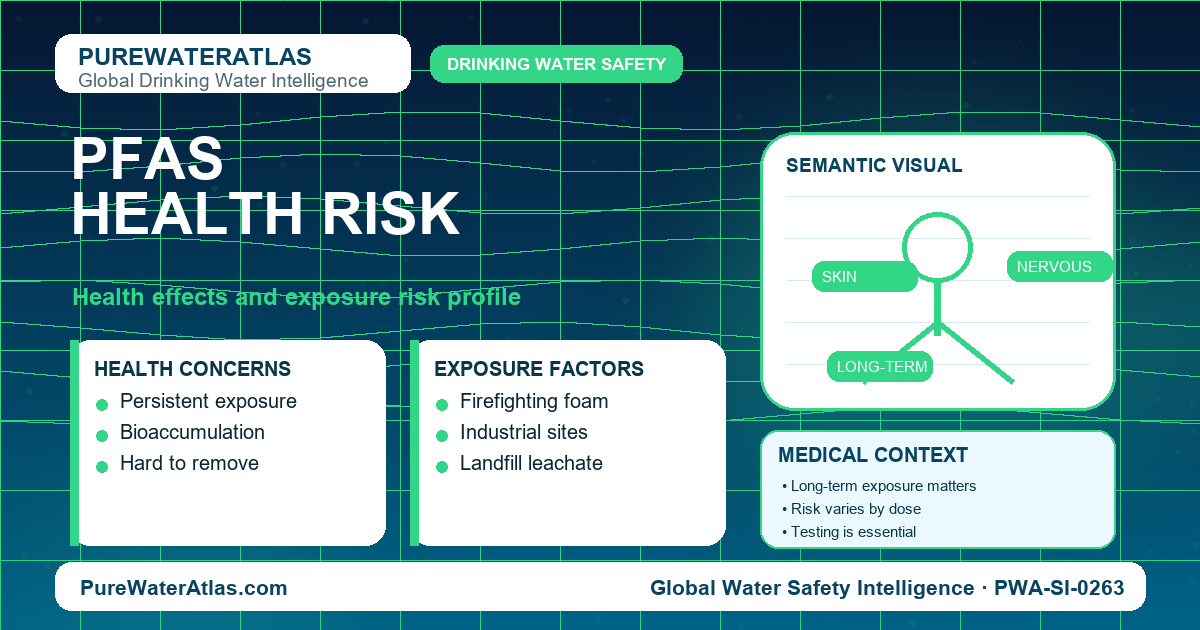 PFAS health risk infographic showing exposure pathways