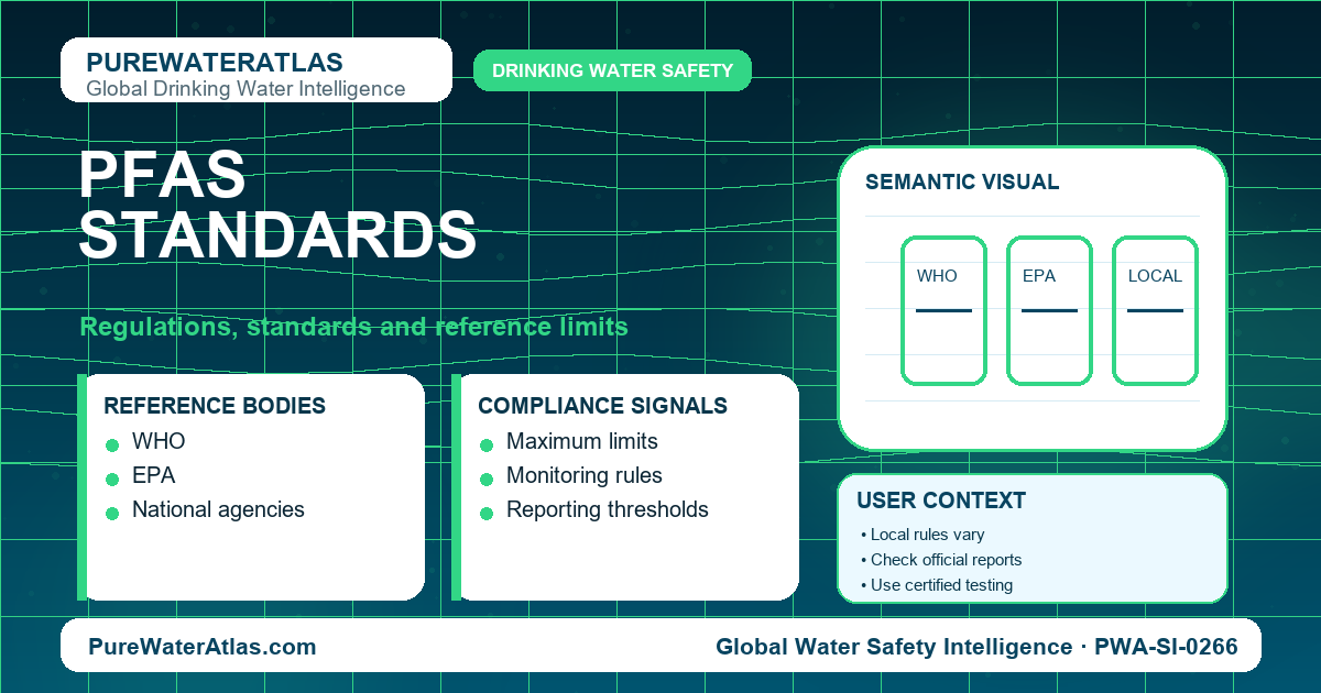 PFAS standards infographic showing reference limits