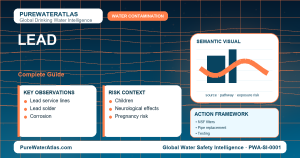 Lead drinking water guide infographic showing key risks