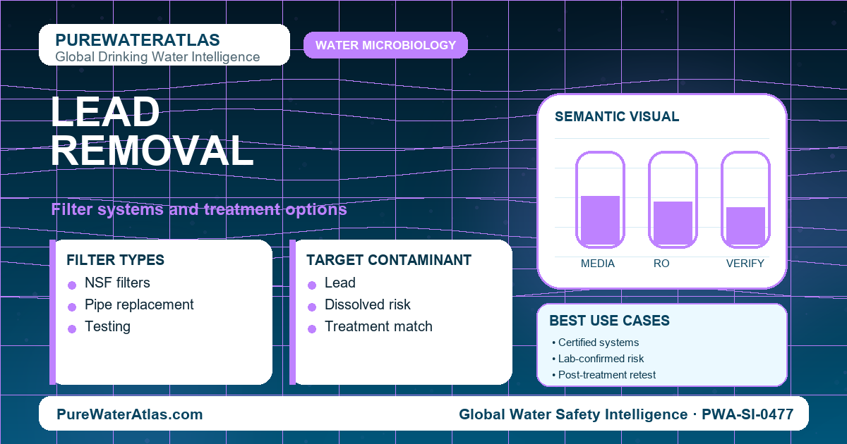 Lead removal infographic showing filtration options
