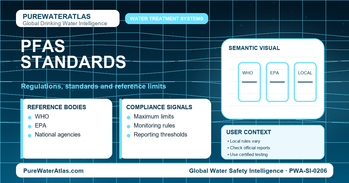 PFAS standards infographic showing reference limits