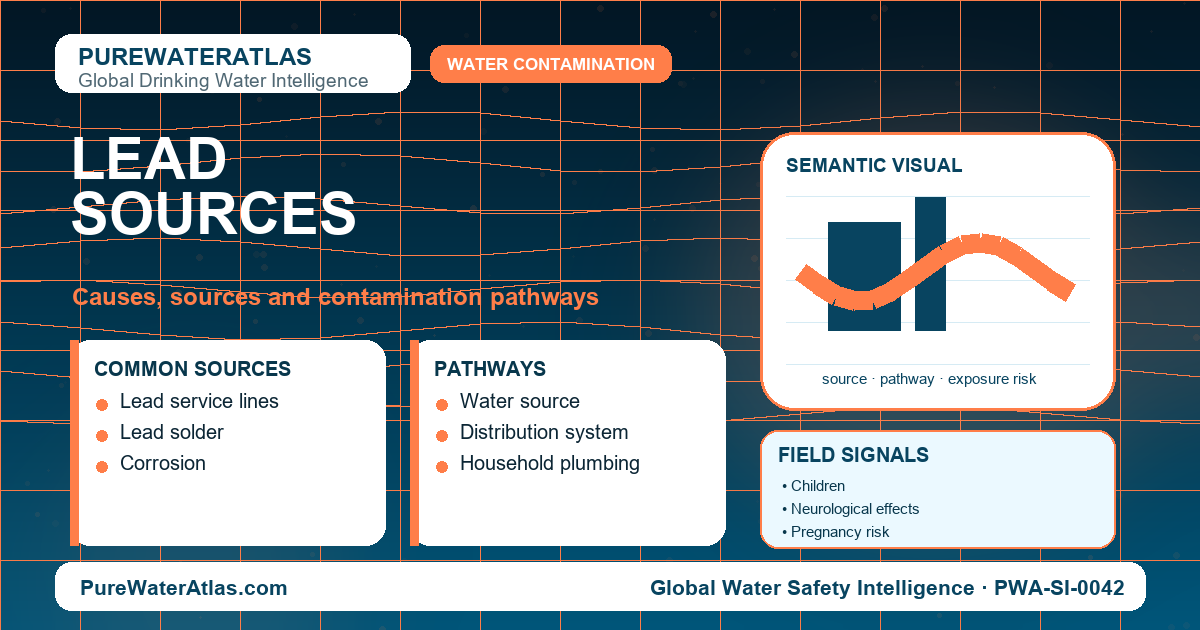 Lead sources infographic showing contamination pathways