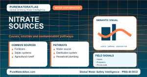 Nitrate sources infographic showing contamination pathways