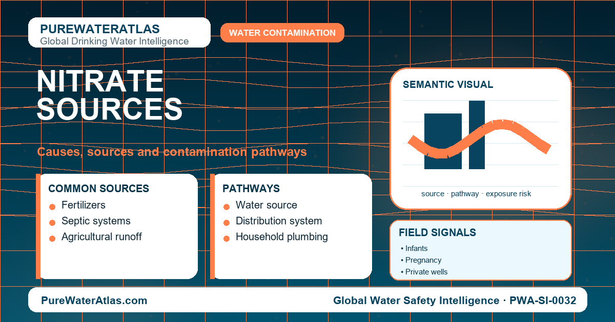 Nitrate sources infographic showing contamination pathways