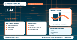 Lead drinking water guide infographic showing key risks