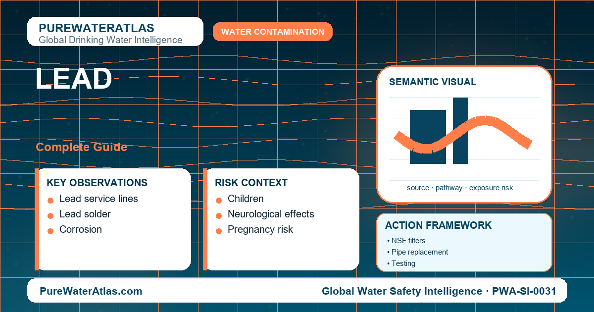 Lead drinking water guide infographic showing key risks
