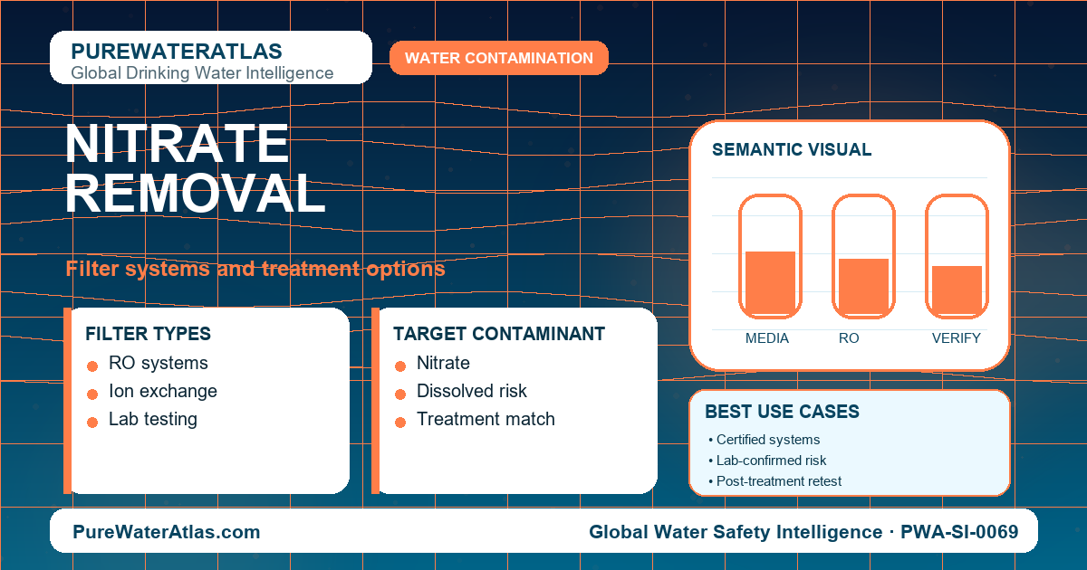 Nitrate removal infographic showing filtration options