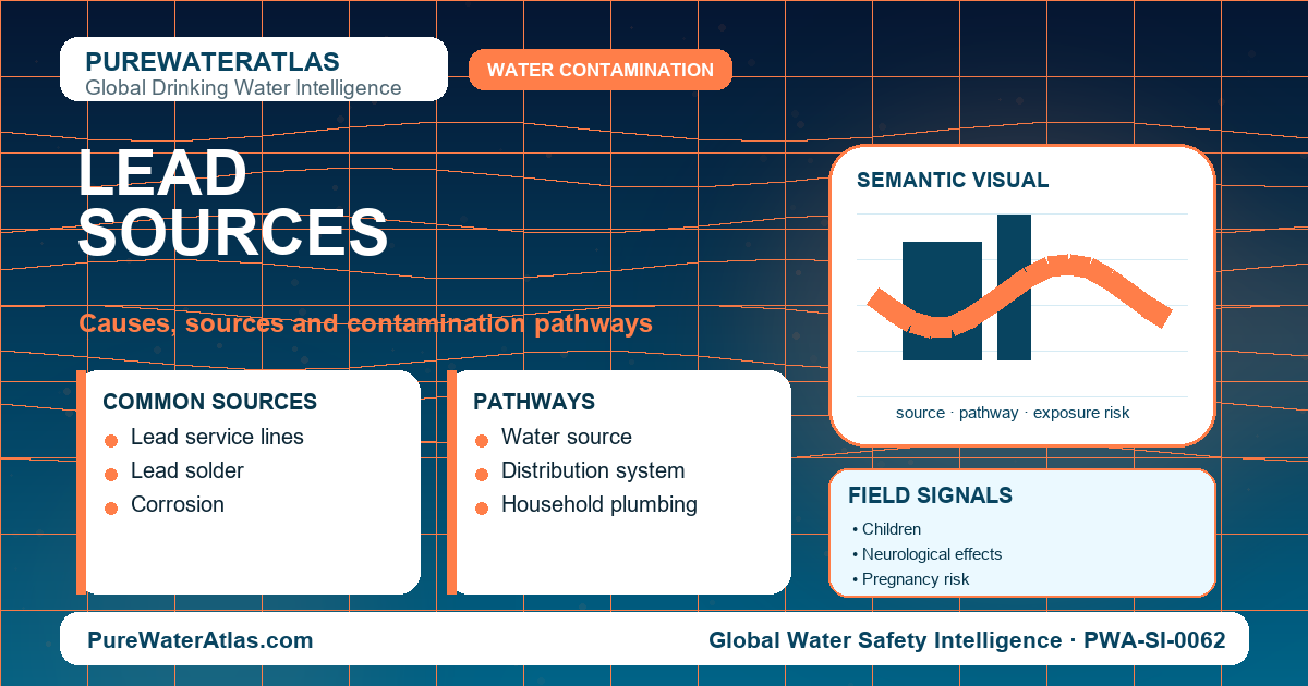 Lead sources infographic showing contamination pathways