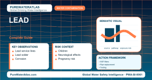 Lead drinking water guide infographic showing key risks