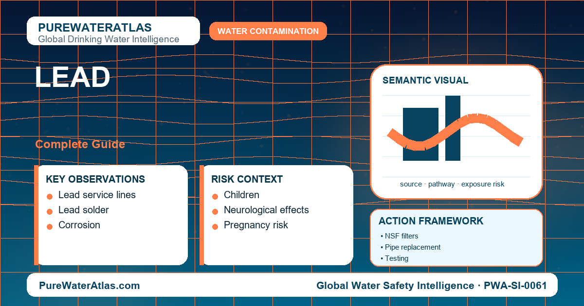 Lead drinking water guide infographic showing key risks