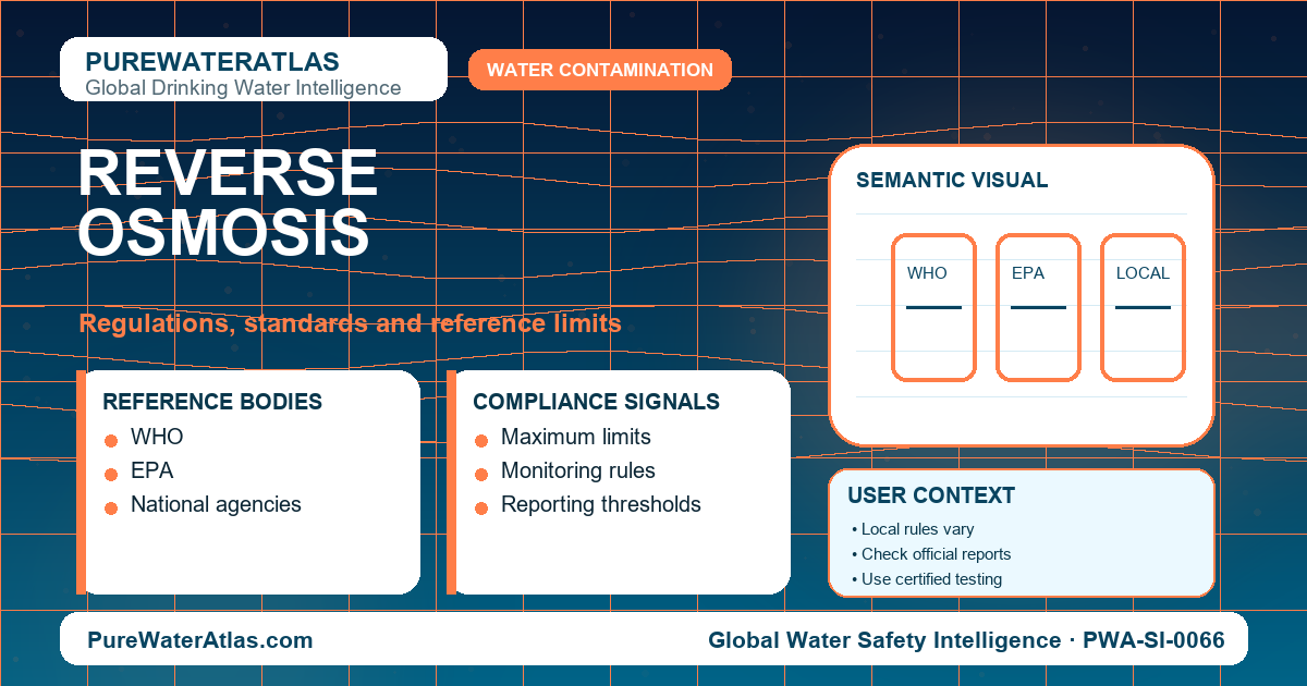 Reverse osmosis standards infographic showing reference limits