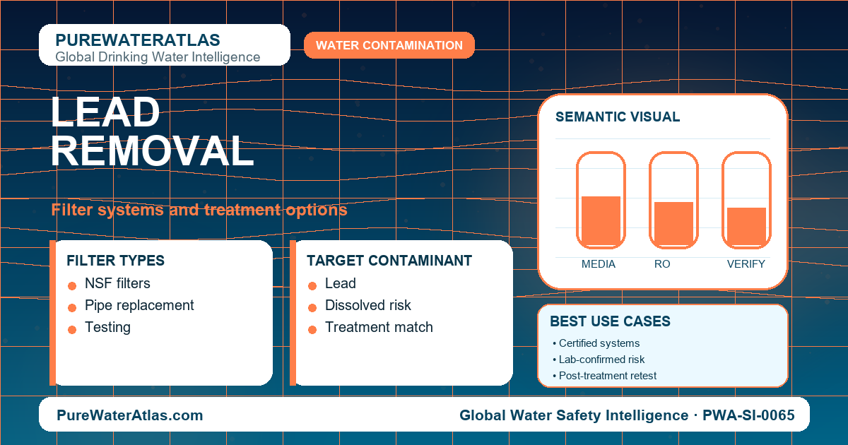 Lead removal infographic showing filtration options