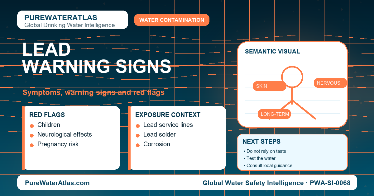 Lead warning signs infographic showing symptoms