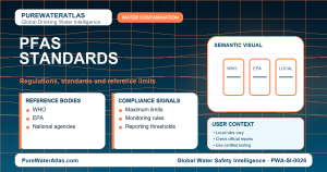 PFAS standards infographic showing reference limits