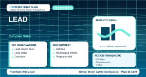 Lead drinking water guide infographic showing key risks