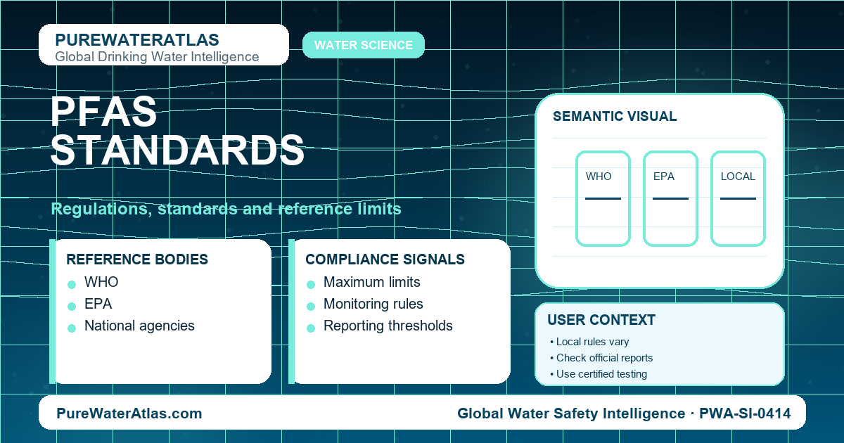 PFAS standards infographic showing reference limits