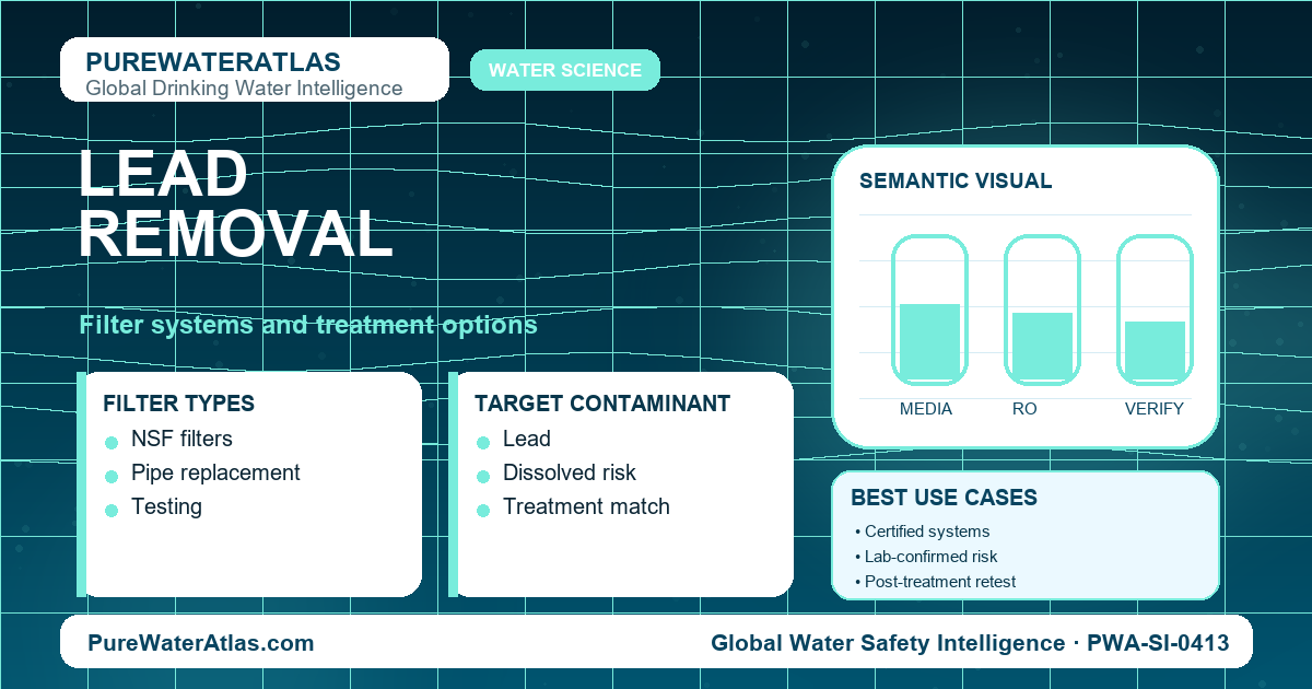 Lead removal infographic showing filtration options