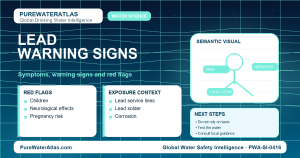 Lead warning signs infographic showing symptoms