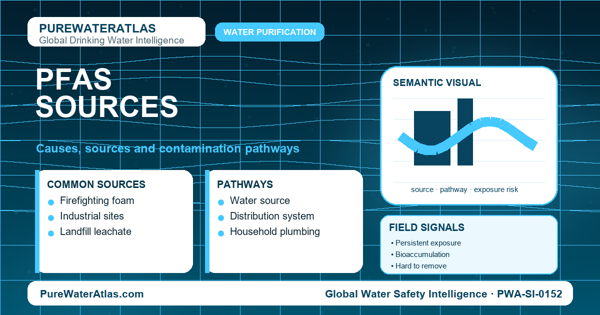 PFAS sources infographic showing contamination pathways