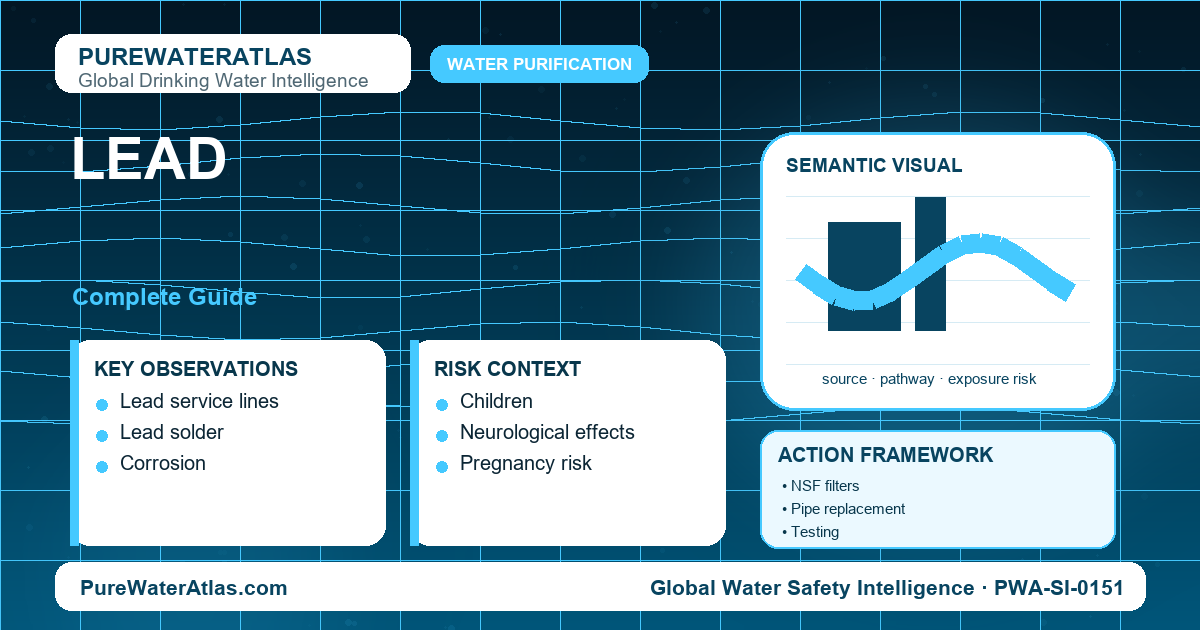 Lead drinking water guide infographic showing key risks