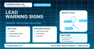 Lead warning signs infographic showing symptoms
