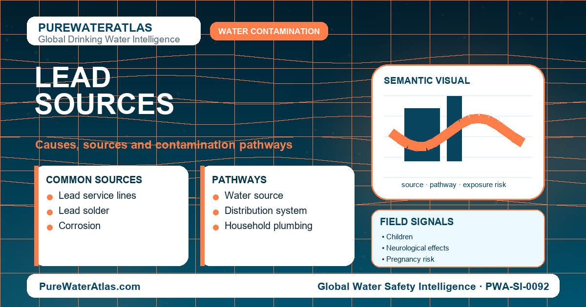 Lead sources infographic showing contamination pathways