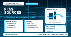 PFAS sources infographic showing contamination pathways