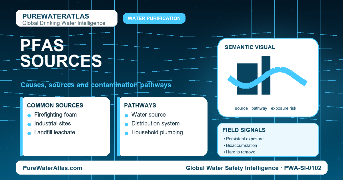 PFAS sources infographic showing contamination pathways
