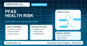 PFAS health risk infographic showing exposure pathways