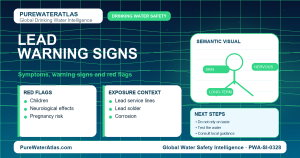Lead warning signs infographic showing symptoms