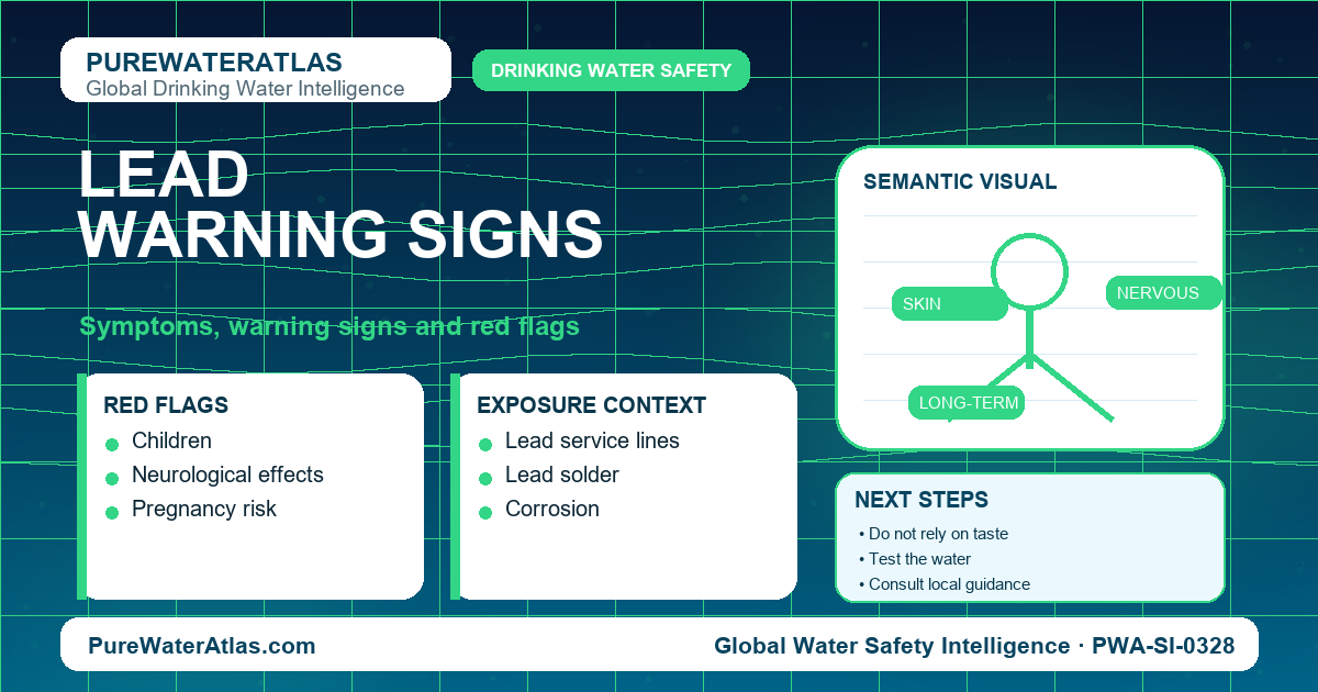Lead warning signs infographic showing symptoms