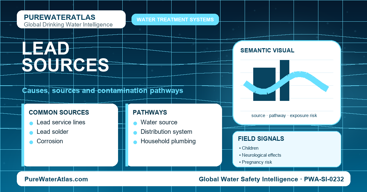 Lead sources infographic showing contamination pathways
