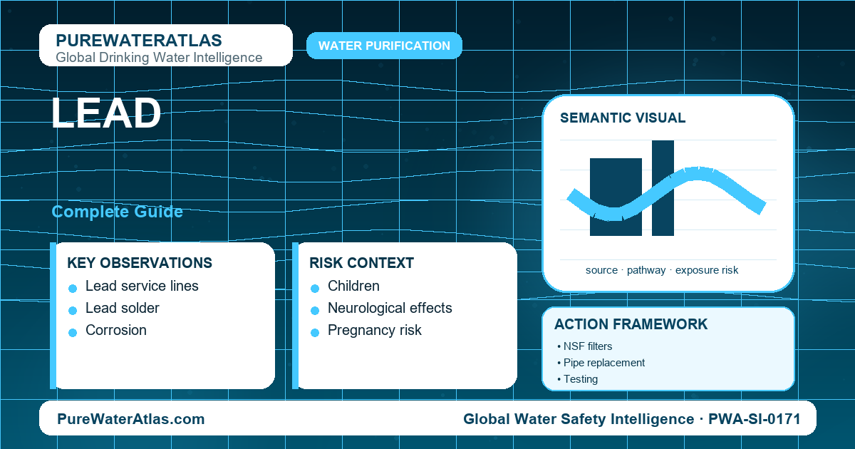 Lead drinking water guide infographic showing key risks