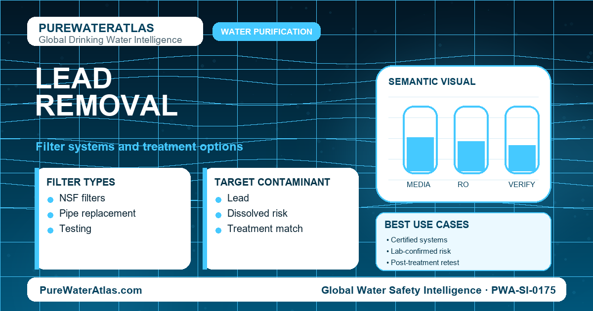 Lead removal infographic showing filtration options
