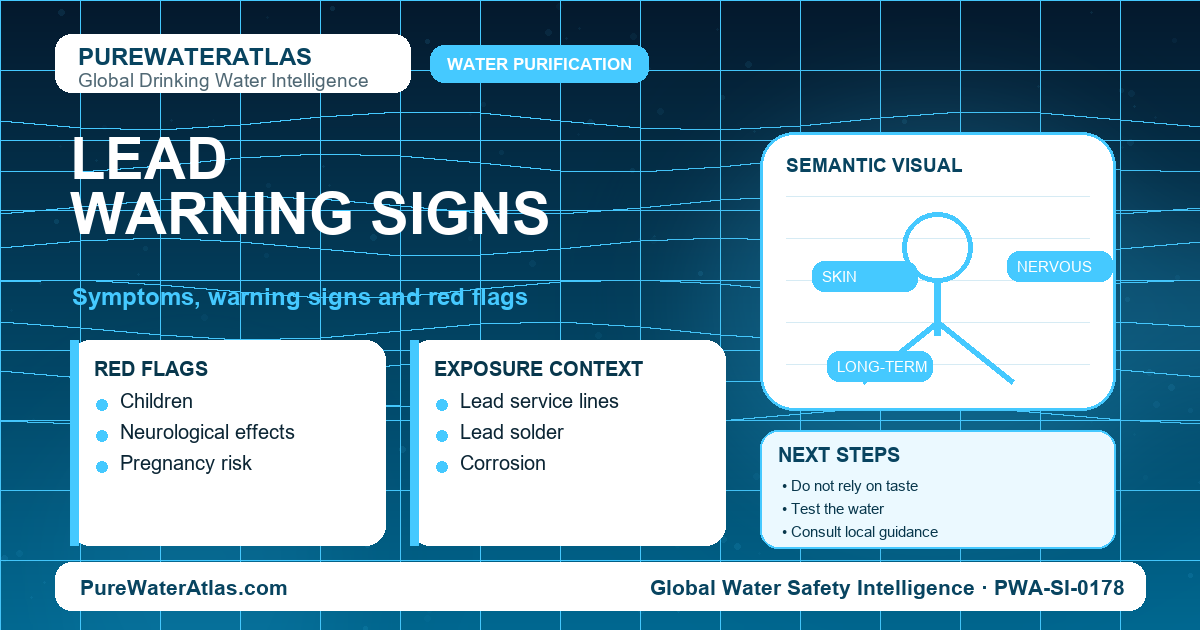 Lead warning signs infographic showing symptoms