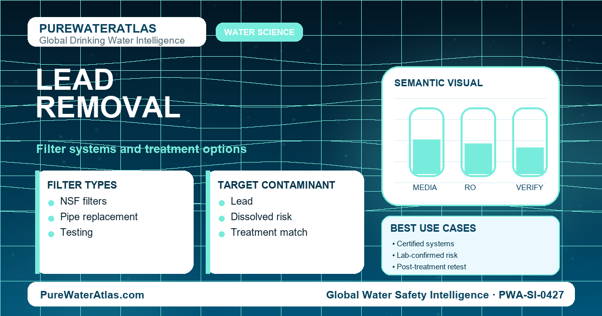 Lead removal infographic showing filtration options