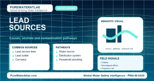 Lead sources infographic showing contamination pathways