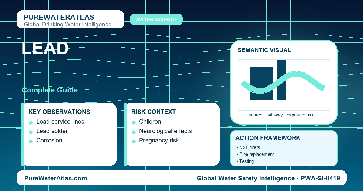 Lead drinking water guide infographic showing key risks