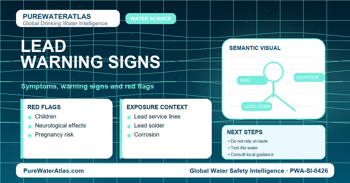 Lead warning signs infographic showing symptoms