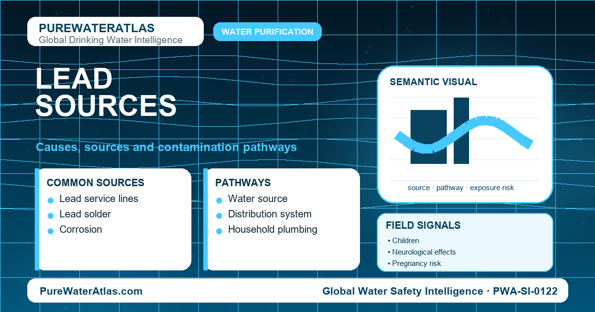 Lead sources infographic showing contamination pathways